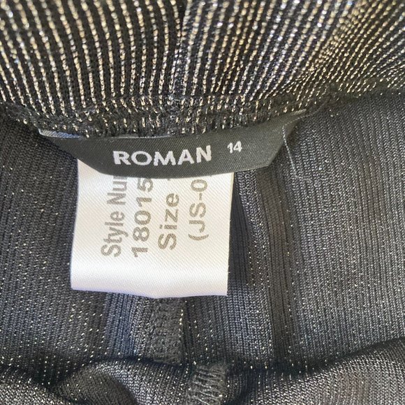 BNWT Roman Women's Silver Shimmer Stretch Pull-on Wide Leg Trousers Size 14 - Picture 12 of 14